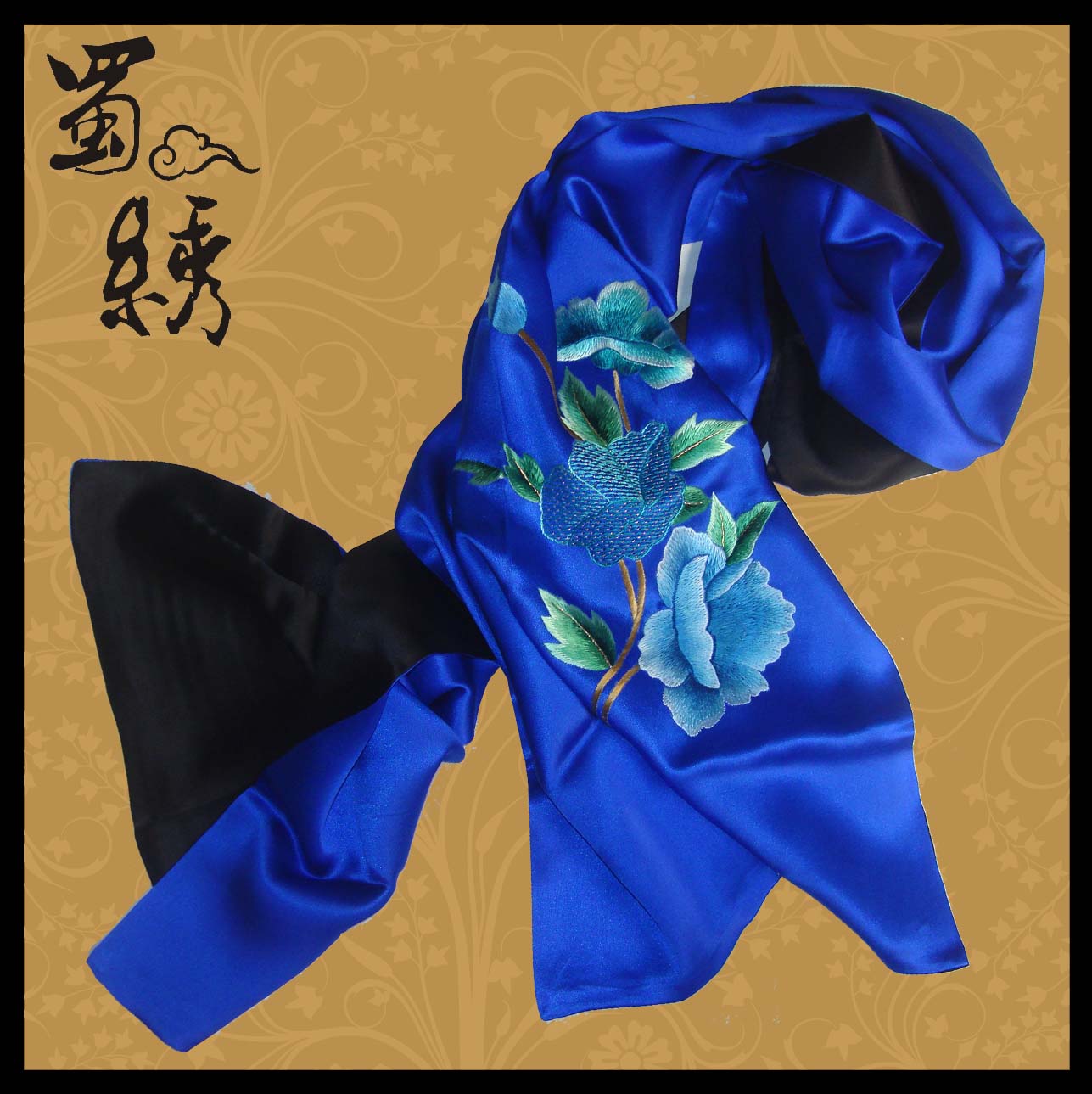 四川蜀绣，围巾蜀绣